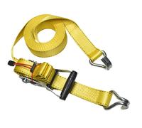 Master Lock 3059EURDAT Ratchet Tie Down Strap with J-Hooks, Yellow, 8.25 m x 50 mm Strap