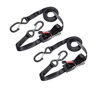 Master Lock 3066EURDAT Ratchet Tie Down Strap with S-Hooks, black, 4.25 m x 25 mm Strap, Pack of 2