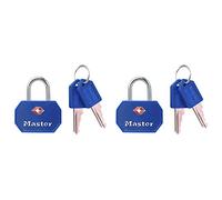 Master Lock 4681EURTBLR Pack of 2 Key Travel Padlocks TSA Certified, Blue or Red, 4 x 3 x 2,2 cm