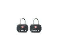 Master Lock 4681EURTBLK Pack of 2 Key Travel Padlocks TSA Certified, Black, 4 x 3 x 2,2 cm