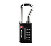 Master Lock 4696EURDBLK Combination Travel Padlock TSA Certified, Black, 10.6 x 3.5 x 1.4 cm, Long Shackle
