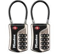 Master Lock 4697EURDNKL Combination Travel Padlock TSA Certified, Nickel, 9,3 x 3,6 x 1,5 cm (Pack of 2)