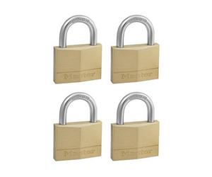 Master Lock 50mm Solid Brass Padlock Set - Keyed Alike, 4-Pack