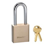 Master Lock Long Shackle 576EURDLH Thick Brass Body Padlock with Key Ideal to Secure Gates, Fences, Sheds, 98 x 44 x 20 mm, Gold