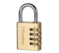 Master Lock 604EURD 4-Digit Combination Padlock with Aluminium Body and Brass Finish, Gold, 8.1 x 4 x 1.8 cm