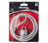 Master Lock 715DAT Braided Car Cover Laminated Steel Padlock, 7 ft Cable and 1-1/8 in. Wide Lock