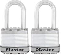 MASTER LOCK 72EURD + M1EURDLFCC 4.5 m Double Loop Steel Cable + Key Laminated Padlock, Security Level 8/10, Long Shackle (Pack of 2)