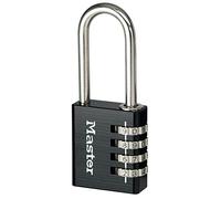 Master Lock 7640EURDBLKLH Combination Padlock in Aluminium with Long Shackle, Black, 4 x 10.2 x 1.5 cm, Multi