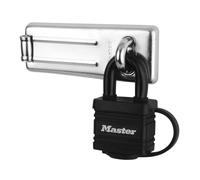 Master Lock 7804704EURD Pack Including Door Hasp and Keyed Padlock, Black