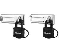 Master Lock 7804704EURD Pack Including Door Hasp and Keyed Padlock, Black (Pack of 2)