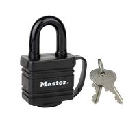 Master Lock 7804EURD Laminated Padlock - Thermoplastic Covered Key Lock 7.8 x 4 x 2.9cm - Black
