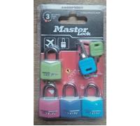 Petits Cadenas - MASTER LOCK - 9120EURQCOLNOP - Clés communes - Pack Familiale de 4 - Couleurs assorties