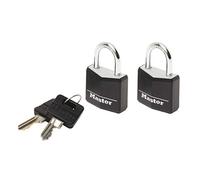 Master Lock 20Mm Wide Covered Solid Aluminum Body Padlock, Black; 2-pack, Black