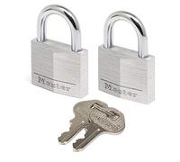 Master Lock 9130EURT Pack of 2 Key Padlocks in Aluminium, Grey, 3 x 5,2 x 1,6 cm