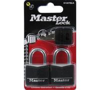 Master Lock 9130EURTBLK 30mm Black Covered Aluminium Padlocks Twin Pack Keyed Alike