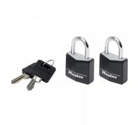 Master Lock 9130EURTBLK Aluminium Black Vinyl Cover 30Mm Padlock 4-Pin - Keyed Alike X 2