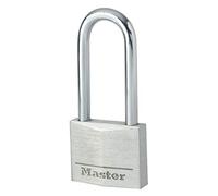 Master Lock 9140EURDLH Key Padlock in Aluminium with Long Shackle, Grey, 4 x 7,6 x 1,3 cm