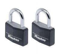 Master Lock 9140EURTBLK Aluminium Black Vinyl Cover 40Mm Padlock 4-Pin - Keyed Alike X 2
