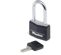 Master Lock 9140EURDBLKLF Key Padlock in Aluminium with Vinyl Cover with Medium Shackle, Black, 4 x 7,6 x 1,3 cm