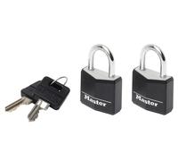 Master Lock Aluminium Black Vinyl Cover 20mm Padlock 3-Pin - Keyed Alike x 2 ML