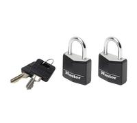 Master Lock Aluminium Black Vinyl Cover 20mm Padlock 3-Pin - Keyed Alike x 2 ML