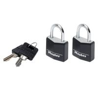 Master Lock Aluminium Black Vinyl Cover 30mm Padlock 4-Pin - Keyed Alike x 2 ML