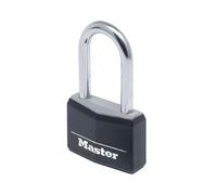 Master Lock 9140EURDBLKLF Key Padlock in Aluminium with Vinyl Cover with Medium Shackle, Black, 4 x 7,6 x 1,3 cm