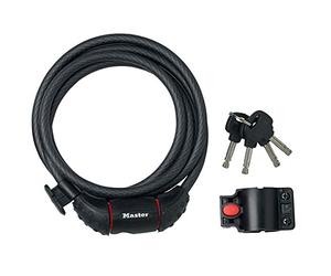 Master Lock Bike Cable Lock, Key, 1.8 m Coiling Cable, Outdoor, Mounting Bracket 8130EURDPRO - Use with All Kinds of Bike, Skateboards, Strollers, Lawnmowers and Other Outdoor Equipment