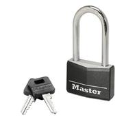 Master Lock 9140EURDBLKLF Key Padlock in Aluminium with Vinyl Cover with Medium Shackle, Black, 4 x 7,6 x 1,3 cm