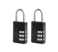 Master Lock Black Combination Padlock, Indoor Gym Locker Lock with Customizable 3-Digit Code for Luggage, Backpacks, Cabinets, 2 pk, 647EC2