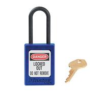 Master Lock Blue Dielectric Zenex™ thermoplastic Safety Padlock, 35mm Wide with 38mm Tall Nylon Shackle, Non-Key retaining, keyed Different