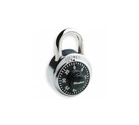 Master Lock Combination Stainless Steel Padlock w/Key Cylinder 1-7/8" Wide Black/Silver