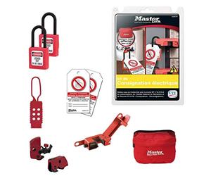 Master Lock de Consignation Electrique ELECKIT-FR Electrical Checkout Kit-Includes Dielectric Padlocks, Circuit Breaker Blocks, Maneuver Defense Labels, Hooks, 23.4 cm x 20.0 cm x 6.0 cm