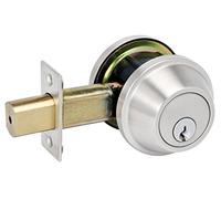 Master Lock DSCHSD32D Heavy Duty Single Cylinder, Grade 2 Commercial Deadbolt with Bump Stop, Brushed Chrome Finish