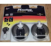 Master Lock Excell Keyed Alike Weatherproof Disc Padlocks Steel 70mm 2 Pack