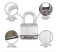 Master Lock Excell M5EURT Laminated Steel 50mm Key Padlock Twin Pack - RRP £26