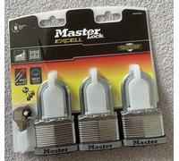 Master Lock EXCELL M5EURTRILF Pack Of Three Stainless Steel Padlocks (Same Key)