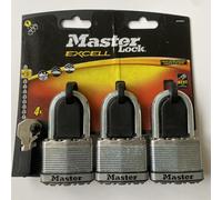 Master Lock Excell Padlock 3 In One 50mm Wide Security Number 9 With 4 Keys