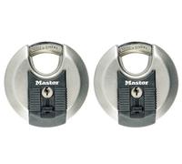 Masterlock Excell Stainless Steel Discus Padlock Pack of 2 Keyed Alike 70mm Standard
