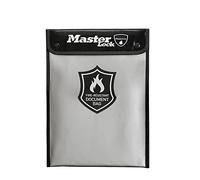 Master Lock FBWLZ0EURHRO Fireproof Bag Silicone Coated for fire Water Resistance to Protect Money, A4 documents, Tablets, Hard Drives, ID Papers and More, Black