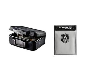 Master Lock Fireproof Document Box and Bag L1200 + FBWLZ0EURHRO, Fireproof and Waterproof, Small