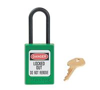 Master Lock Green Dielectric Zenex™ thermoplastic Safety Padlock, 35mm Wide with 38mm Tall Nylon Shackle, Non-Key retaining, keyed Different