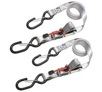Master Lock 3113EURDAT Tie Down Strap with Hooks and Buckle, Grey, 1,80m x 25mm Straps, Pack of 2