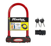 Master Lock Heavy Duty Bike D Lock, Key, Universal Mounting Bracket, Certified Bike Lock, Police Approved, Red 8195EURDPROCOLR - Use with Electric, Mountain, Road, Folding Bikes