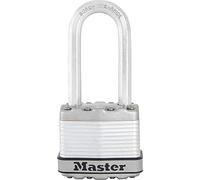 MASTER LOCK Heavy Duty Padlock, Security Level 8/10, Keyed, Laminated Steel, Weatherproof, Long Shackle