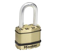 MASTER LOCK Heavy Duty Padlock, Security Level 8/10, Outdoor, Keyed, Laminated Steel/Brass Finish, Weatherproof, Medium Shackle