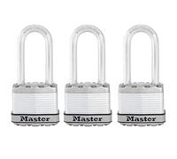 MASTER LOCK Heavy Duty Padlock, Security Level 8/10, Outdoor, Keyed, Laminated Steel, Weatherproof, Long Shackle