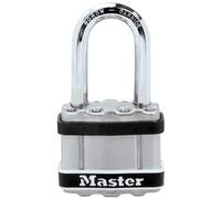 MASTER LOCK Heavy Duty Padlock, Security Level 9/10,Marine Environment, Laminated Steel, Stainless Steel Body Cover, Medium Shackle