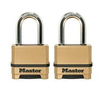 Master Lock, Heavy Duty Weatherproof Padlock, Resettable Combination Lock for Outdoor Use, 2 Pack, M175LFEC2, Gold, 1.2 x 2 x 3.87 inches
