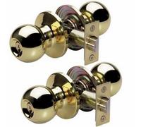 Master Lock Keyed Entry Door Lock Ball Style Knob Polished Brass BAO0103T (Pack of 2-Keyed Alike)